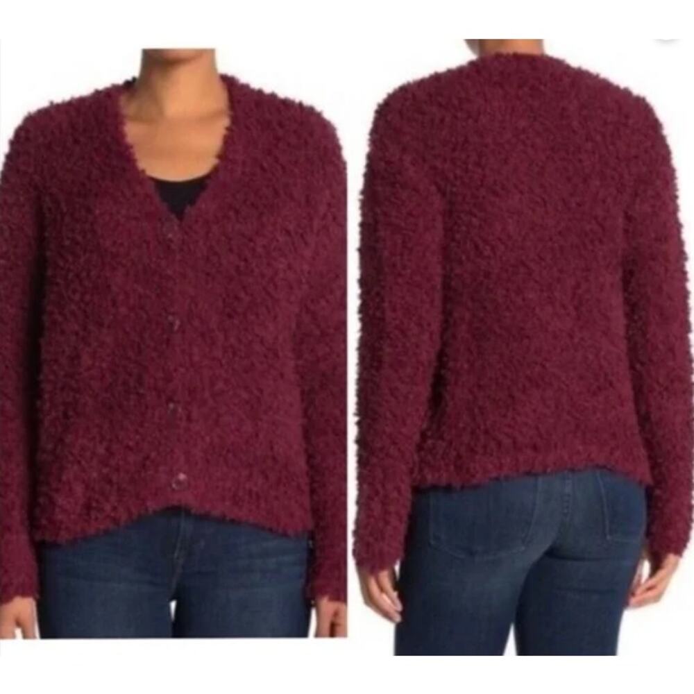 Red RXB Boucle Knit Cardigan Sweater Size Small - Picture 2 of 11